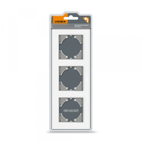 Рамка трехместная Videx Binera горизонтальная белое стекло VF-BNFRG3H-W
