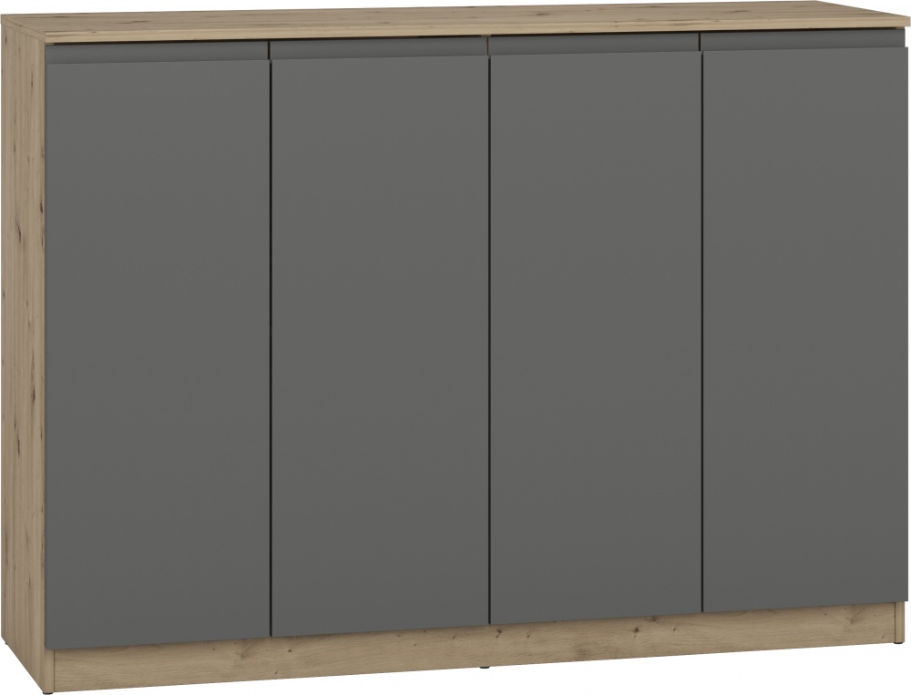 Комод Грейд Эстер-3 4д J-pull 1400x1010x442 мм дуб артизан/графит серый