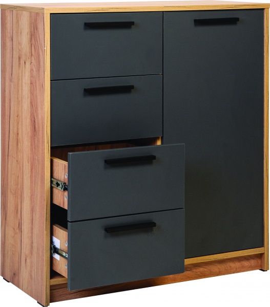 Комод Nowy Styl COTTA 4Ш1Д 790х883х354 дуб золотой/антрацит 