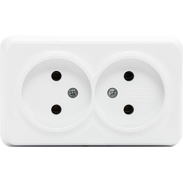 Розетка Gunsan Misya двойная без заземления белая