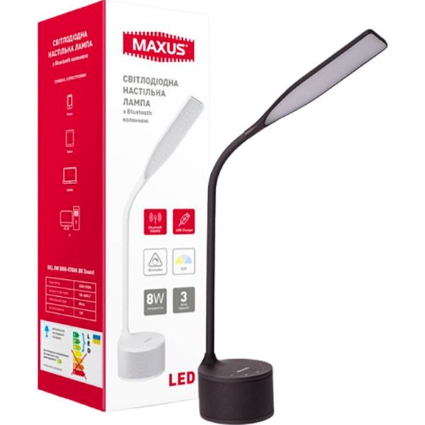 Настольная лампа Maxus 8 Вт черный 1-MAX-DKL-002-04 