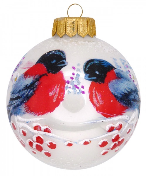 Куля скляна з пейзажним малюнком 100 мм білий перламутровий 100Dпз(1)/1