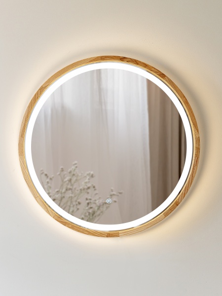 Дзеркало з вбудованим підсвічуванням Luxury Wood Perfection Slim LED ясен натуральний D750 мм 