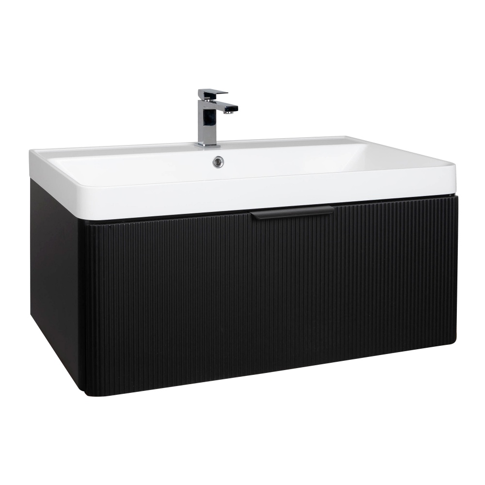 Тумба подвесная Aqua Rodos Frost Black с умывальником Deep 90 см (АР000127942)