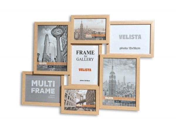 Мультирамка Веліста на 7 фото 15w-3206-11v 10x15/13х18/15x21 см дерево світле 