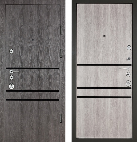 Двері вхідні Булат Сек'юриті 517 дуб немо карбон / дуб немо срібний 2050x950 мм праві