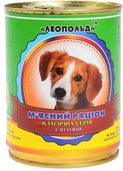 Корм Леопольд Мясний раціон для собак з ягням 360 г