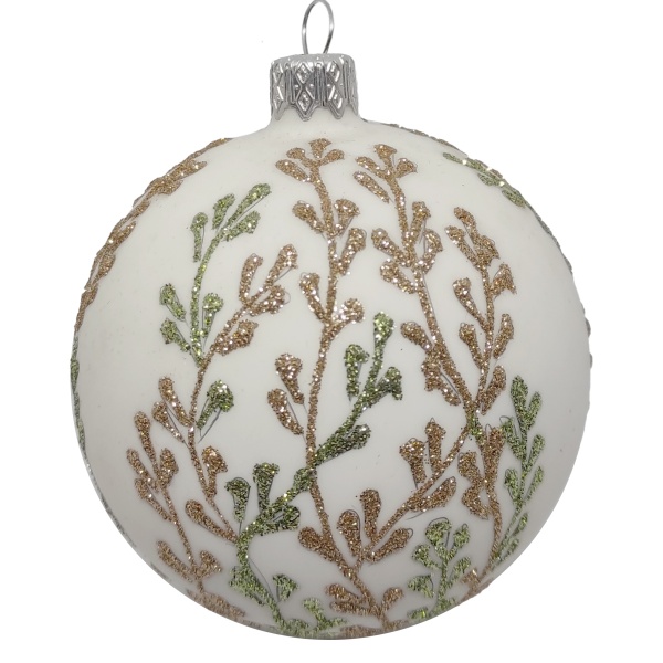 Шар новогодний 80 мм белый 9941