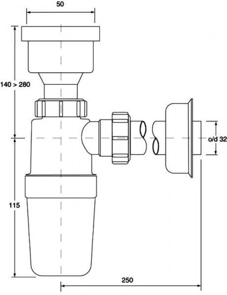 Сифон для писсуара McAlpine 1 1/4х32 HC-2Р