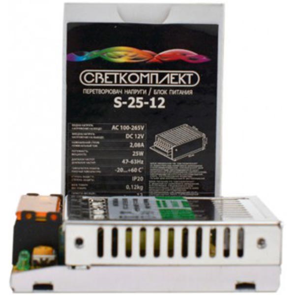 Преобразователь напряжения Светкомплект 12 В 25 Вт IP20 S-25-12 (12V, 25W)