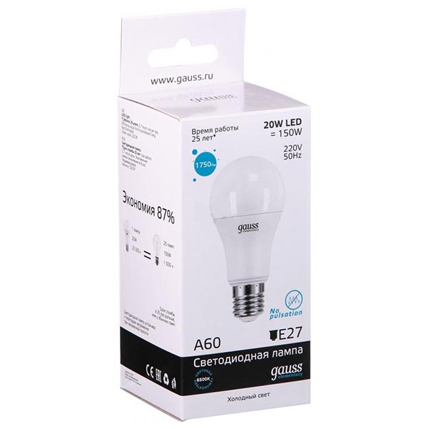 Лампа світлодіодна Gauss Elementary 20 Вт A60 матова E27 220 В 6500 К 23239 