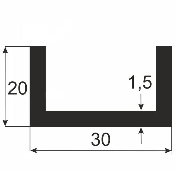 Швеллер АЛЮПРО ПАС-1750 30х20х1.5 / AS