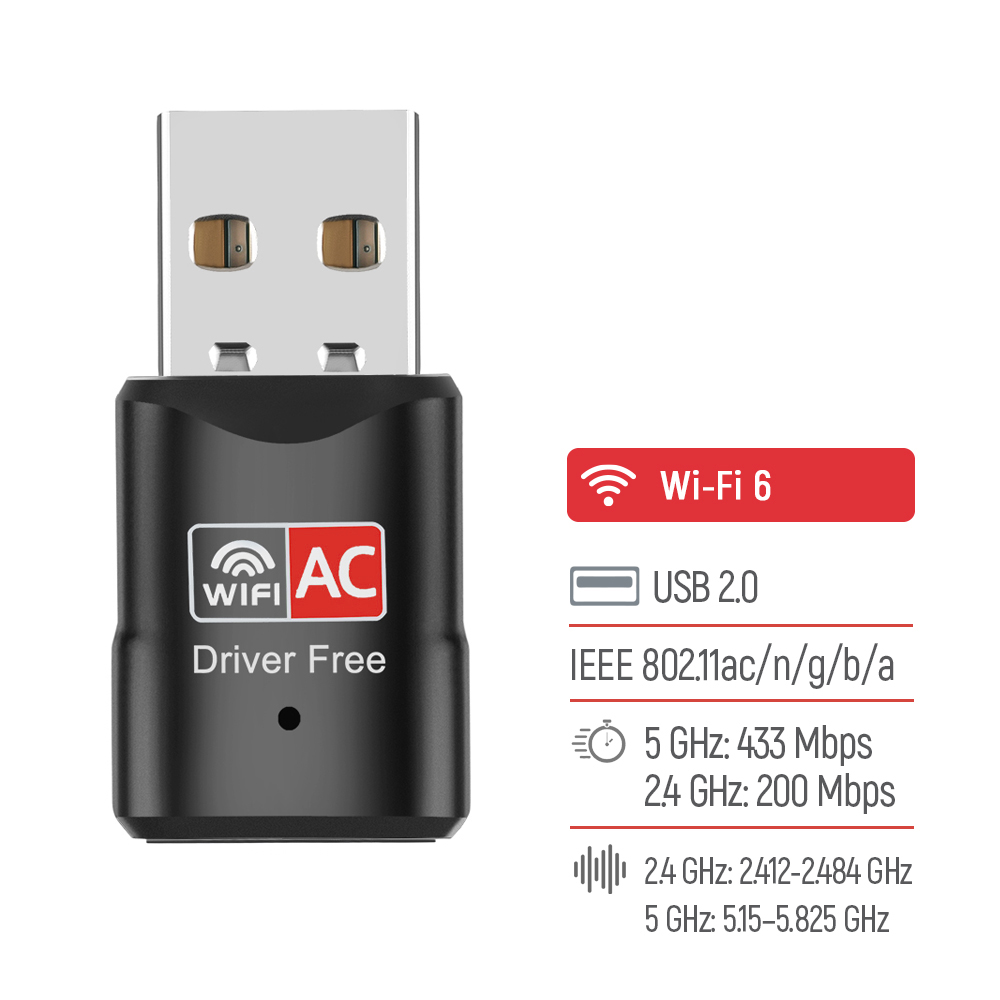 Wi-Fi-адаптер ColorWay Wi-Fi 6 286 Мбіт/с (CW-AD-W1) чорний