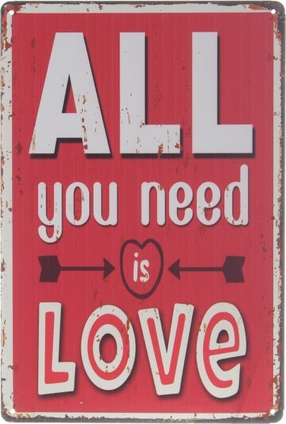 Табличка жестяная печатная All love 30x20 см разноцветный 