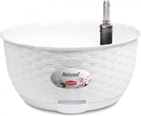 Вазон пластиковый Stefanplast Natural круглый 5,9л белый (75601) 