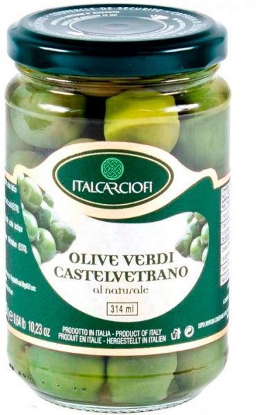 Оливки зеленые Кастельветрано 314 мл ТМ ITALCARCIOFI