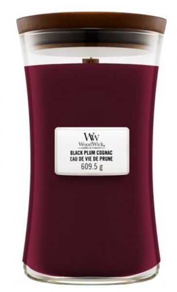 Свеча ароматическая Large Black Plum Cognac 609г Woodwick