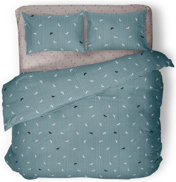 Комплект постельного белья Magic Dragonfly 1,5 бирюзовый с серым La Nuit 