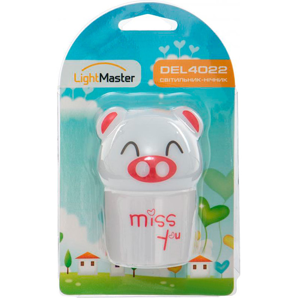 Ночник Lightmaster Свинка белый DEL4022 
