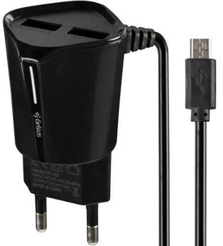 Мережевий зарядний пристрій Gelius Pro Edition 2USB + USB кабель MicroUSB (2.4A) Чорний 