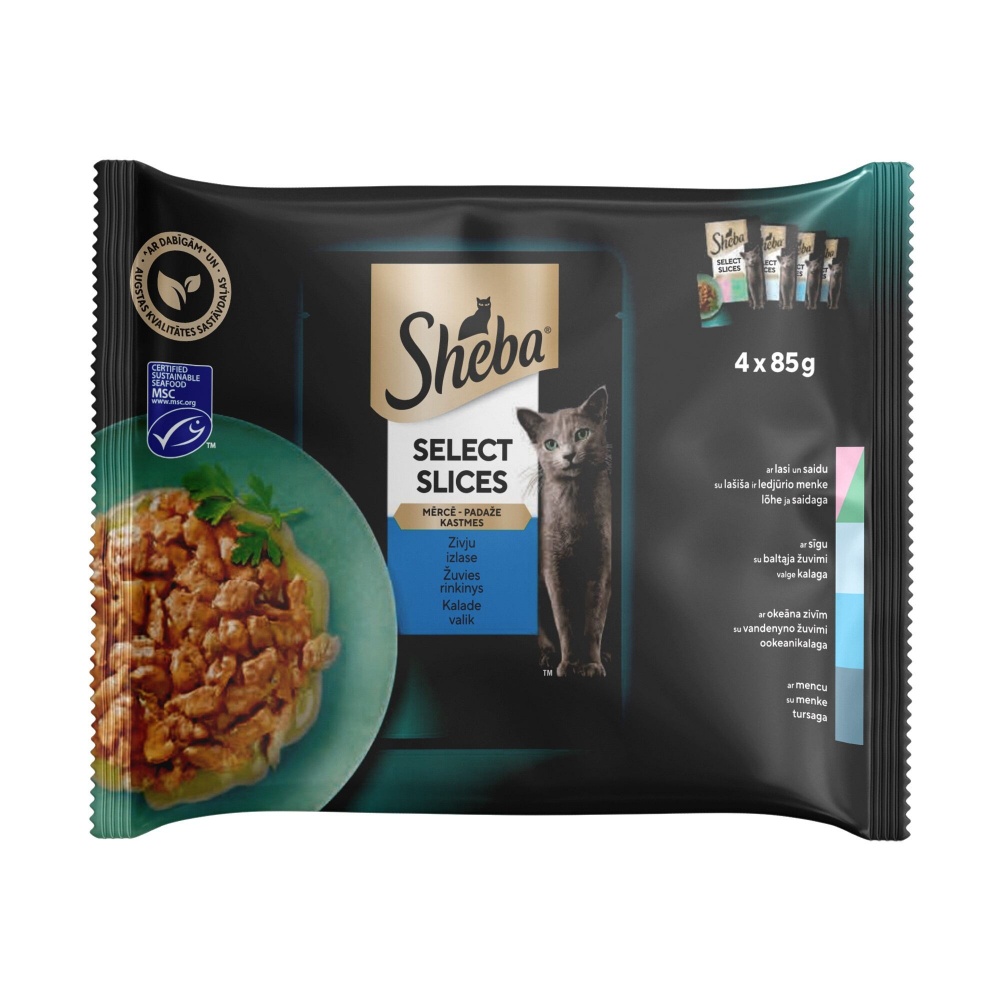Корм влажный для котов Sheba рибное ассорти в соусе 4х85 г
