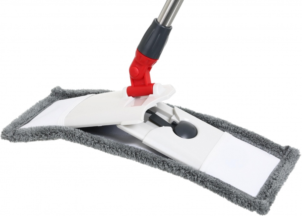 Швабра для вікон та дзеркал OBERY зі склизом 2 в 1 28 см сірий