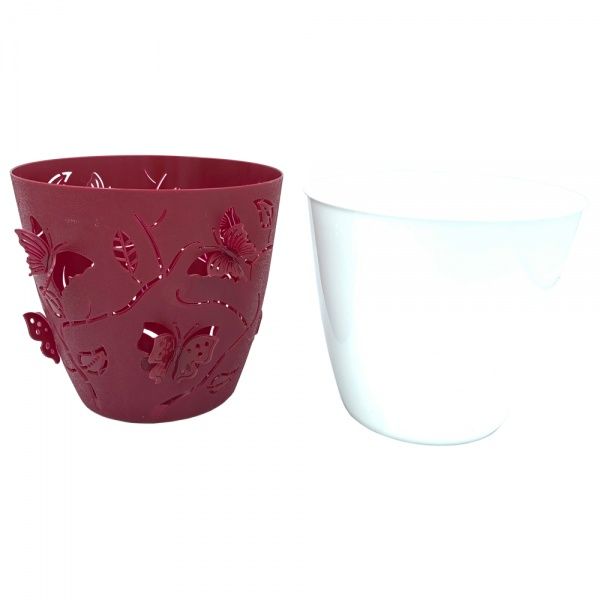 Горщик пластиковий Alyaplastik 3D NO:2 круглий 1,4 л червоний 