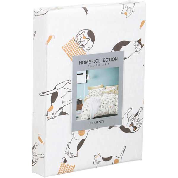 Комплект постільної білизни Cute cats 1,5 бежевий із малюнком 