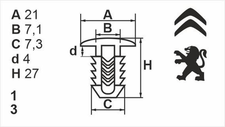Клипса нажимная наружная (обшивка) Romix (58204Z)