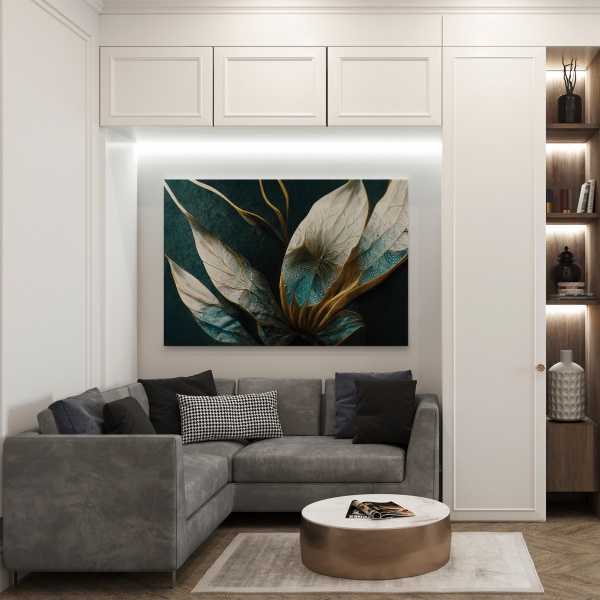 Картина на холсте Бирюзовые листья 80x110 см WS Holst 180323250 