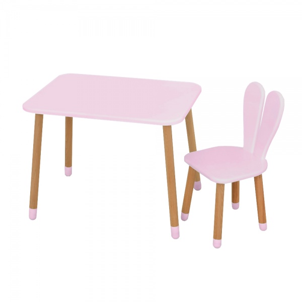 Комплект меблів дитячий ArinWOOD Зайчик рожевий (столик 500x680 + стілець) 04-027R 