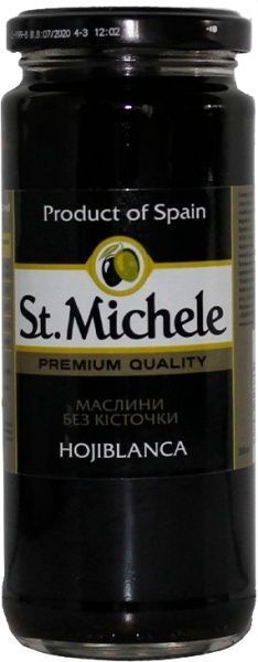 Оливки St. Michele Охибланка без косточки 358 мл (8411578503862)