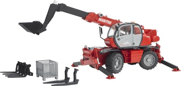 Погрузчик Bruder Manitou с телескопической стрелой и аксессуарами 1:16 2129