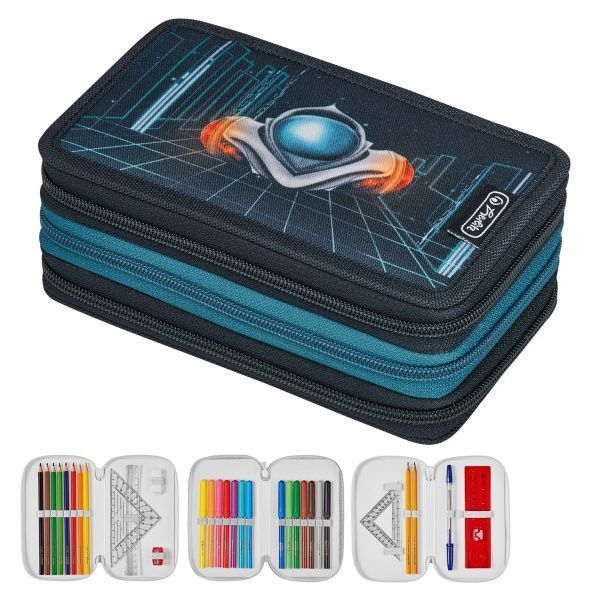 Пенал шкільний 31 предмет Triple Space Car 50033041 Herlitz синьо-блакитний