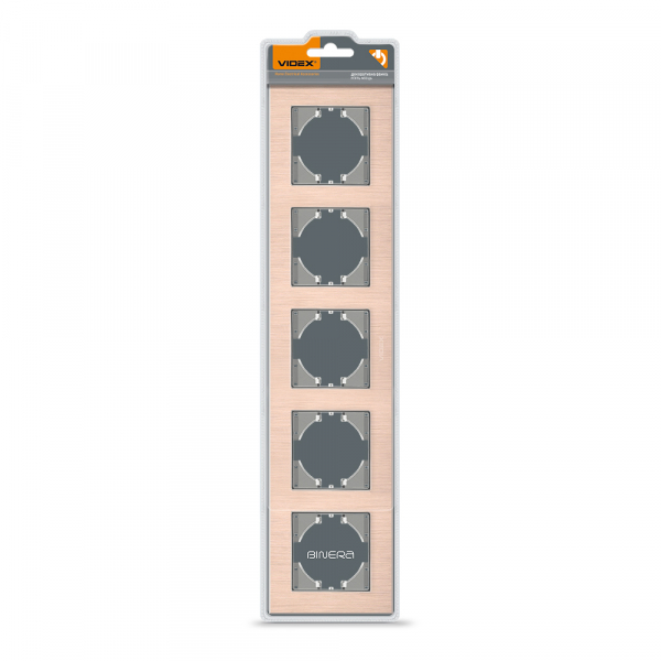 Рамка пятиместная Videx Binera горизонтальная медный VF-BNFRA5H-CP