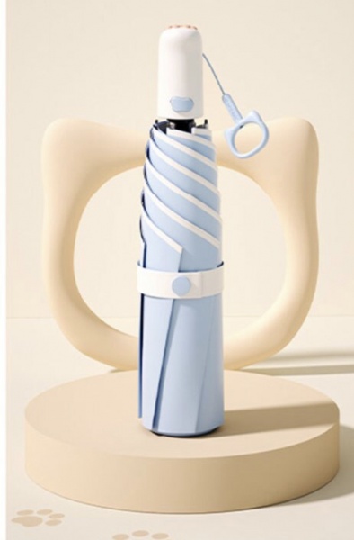 Зонт KRAGO Мяу складной мини полный автомат голубой голубой 