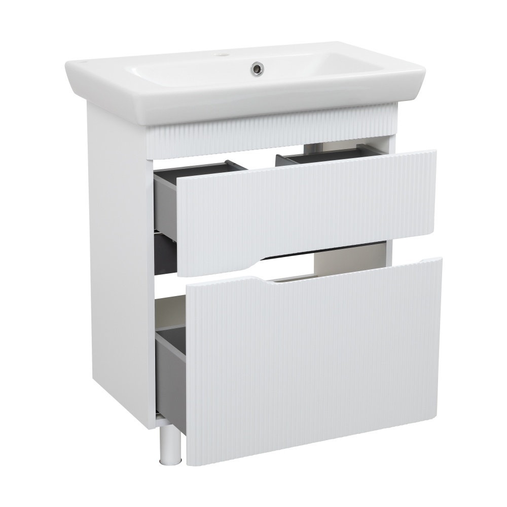 Тумба Aqua Rodos MONACO (белый мат) с умывальником Порто 65 см