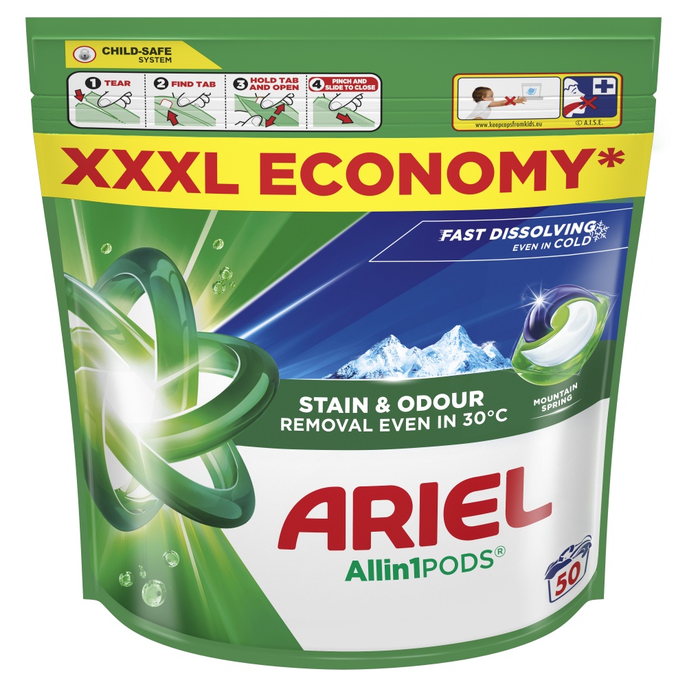 Капсулы для машинной стирки Ariel Все-в-1 Горный источник 50 шт.