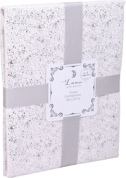Скатерть Puntos 140x220 см кремовый с серебряным Luna 
