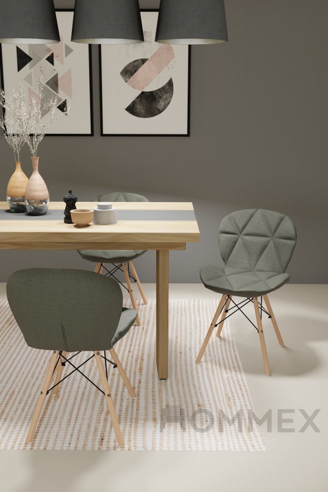 Стілець обідній Hommex Karmen льон Dark Grey сірий / дерево світле