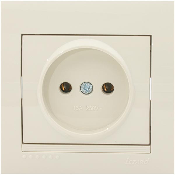 Розетка без заземлення Lezard Deriy 16 А 250 В без шторок кремовий