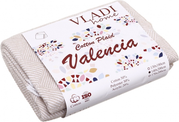 Плед Валенсія 140x200 см бежевий Vladi 