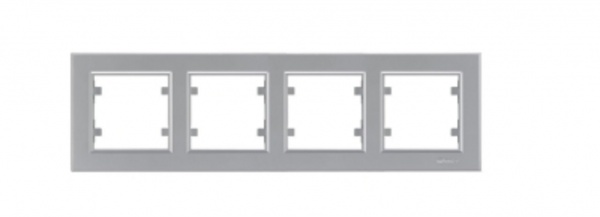 Рамка четырехместная Makel Karea горизонтальная серебро 56065704