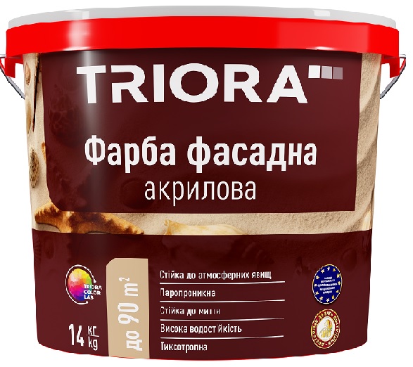 Фарба акрилова водоемульсійна Triora фасадна мат білий 14кг