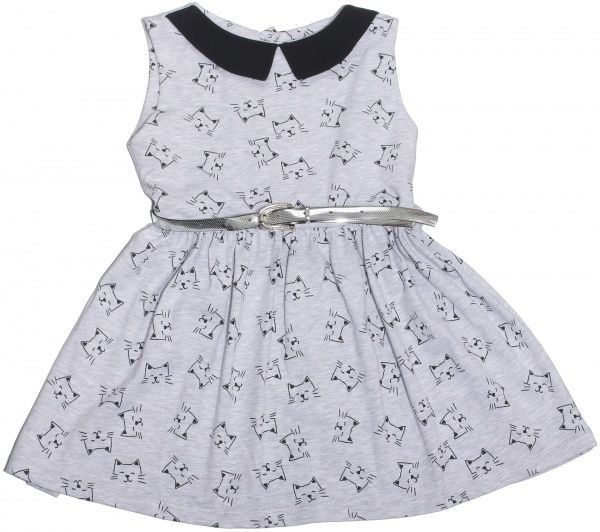 Сарафан для девочек Фламинго Котики р.116 серый с черным 896-428-4 