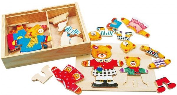 Дерев’яна шафа для одягу Bino Ведмедиця та ведмежатко 88023