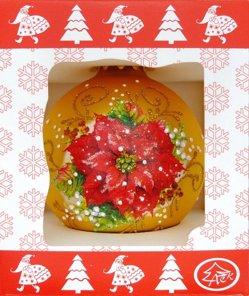 Куля скляна з художнім малюнком 80 мм золото матове 80Dхд(1)/1