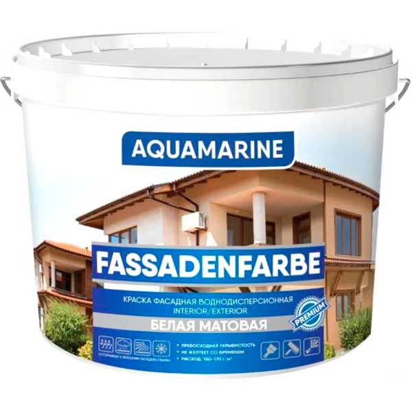 Краска фасадная водоэмульсионная КОРАБЕЛЬНАЯ AQUAMARINE белый 1,4кг 