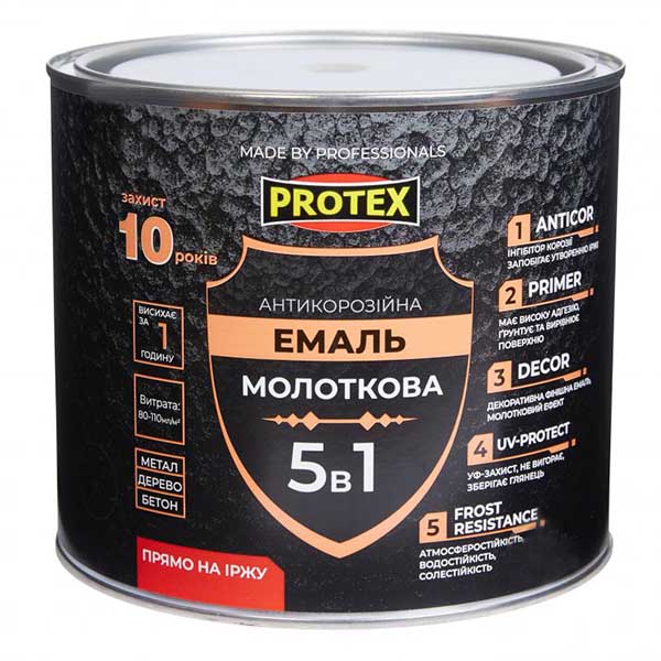 Емаль Protex молоткова Hammer Line сріблястий шовковистий глянець 2кг