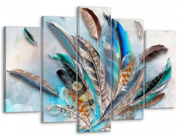 Картина модульна Картина модульна 5 частин Пір'я МК 50080 125x80 см ЕО225 